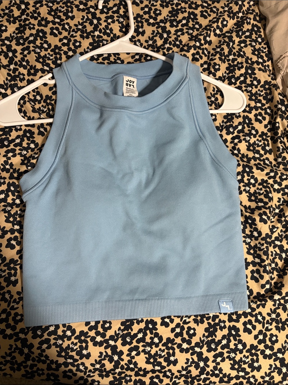 JoyLab Sky Blue Ribbed cropped top